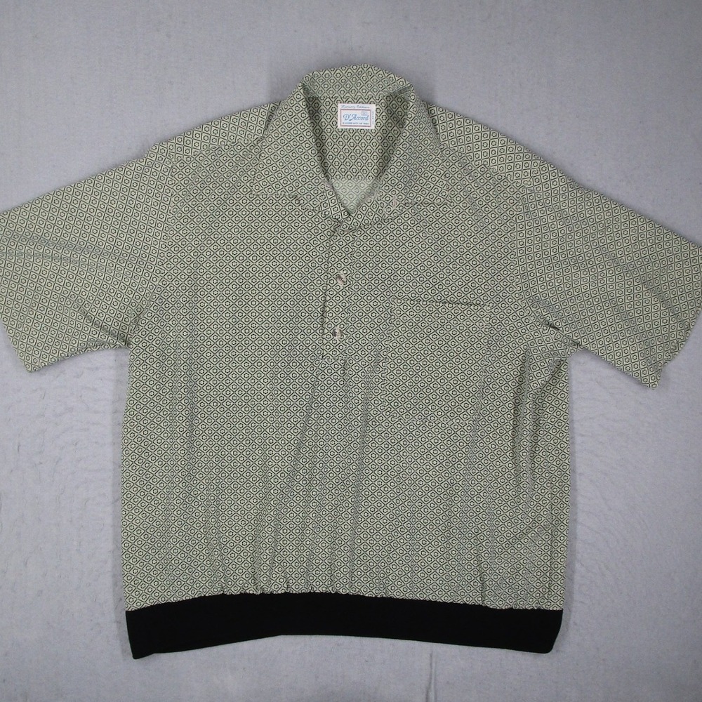 D'Accord Luxury Edition Men 1X Polo Shirt Geometric Tan Green Vintage Style 6027